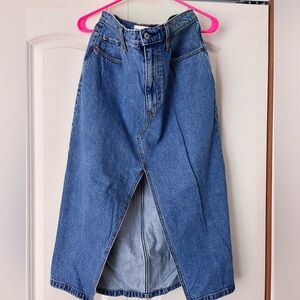Abercrombie & Fitch Blue Denim Midi Skirt